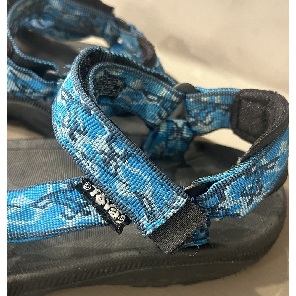 Teva Kids Blue Tribal Print Sport Hiking Sandals Hook Loop Outdoor Shoes Sz 4 - Picture 4 of 8
